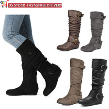 Womens Slouch Buckle Knee High