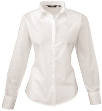 Premier Ladies Business Hospitality Barwear Long Sleeve Poplin Shirt Blouse