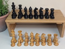 Vintage Chess Set Wooden Hand Carved 3" Kings