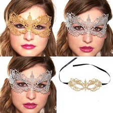 Eye Mask LACE Masquerade Gold Silver New Gothic Fancy Dress Hen Party Halloween
