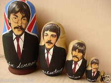 THE BEATLES RUSSIAN HAND PAINTED WOODEN DOLL BABUSHKA SET OF 5 -  THE BAND 