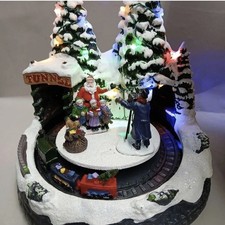  LED Light Animated Village Christmas Carousel Music Turntables New