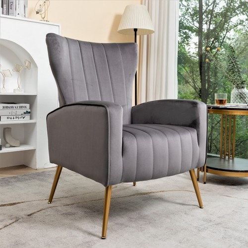 Velvet accent chair with metal - velvet,