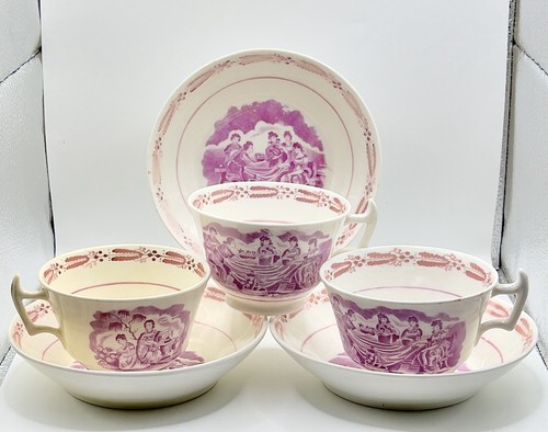 Purple transferware set - set, 3