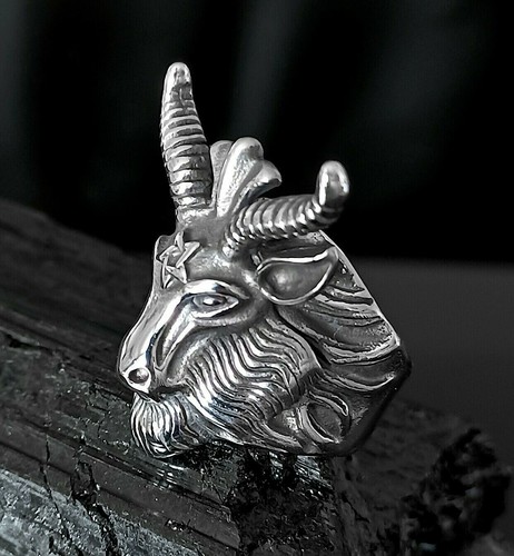 Satanic ram skull ring - satanic,