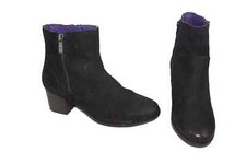 Moshulu black matt leather dual zip up ankle boots UK size 6. EU 39