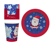 Childrens Santa Christmas Party Kids Tableware Disposable Plates Cups Napkins UK
