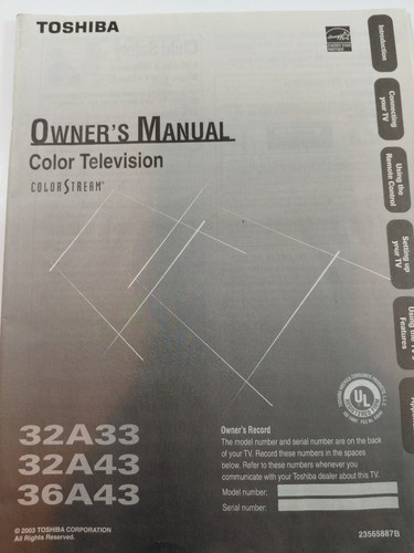 Toshiba owner manual - toshiba,