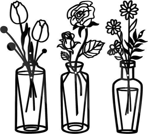 Metal flower wall art black - metal,