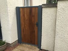 Steel & Iroko Pedestrian Access Side Gate Galvanised & Painted Any RAL Colour