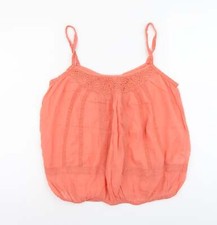 River Island Womens Orange Cotton Blend Camisole Tank Size 10  - Bubble Hem
