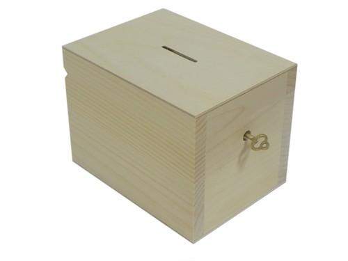 Big wooden money box with - big,