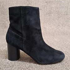 Topshop Ankle Boots Black 40 UK 7 Suede Leather 3" Block Heel