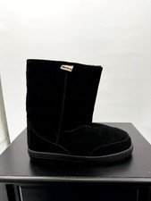 Bearpaw Patriot Mens US 13 Black Suede Sheepskin Lined Mid Calf Winter Boots