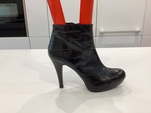 Staccato black leather ankle