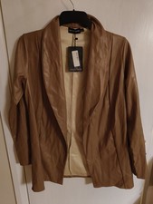 Women's Faux Leather Jacket, NWT Blazer, Camel Colour, Size 12, PLT