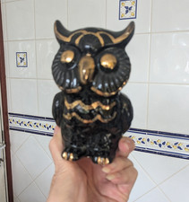 Black and gold ceramic owl