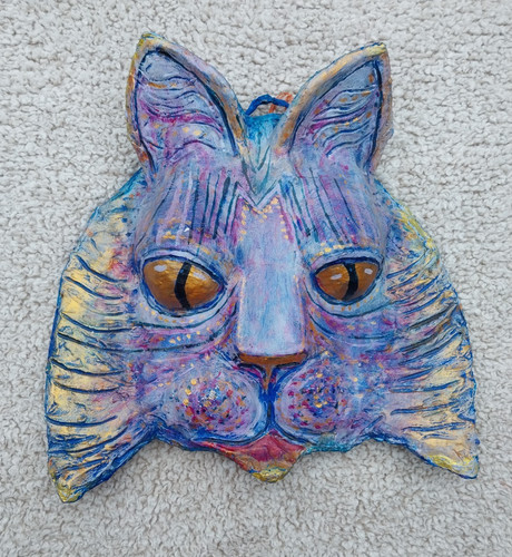 Paper mache big cat - cat, face