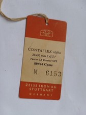 Vintage Old Retro lable ticket zeiss ikon camera photography stuttgart Germany 