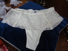 Lepel Bouquet Ivory Satin Bridal Brief.ANTIQUE LOOK LACE AND PEARLS  UK M =12/14