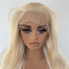 Long Straight Platinum blonde Synthetic Hair Heat Resistant Lace Frontal Wigs