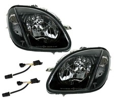 For Mercedes SLK R170 96- Headlight Clear Glass Black + Front Indicators+Adapter