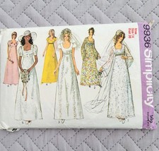 Wedding Dress Sewing Pattern Simplicity 9936 Vintage 1970s Bust 36" Complete 