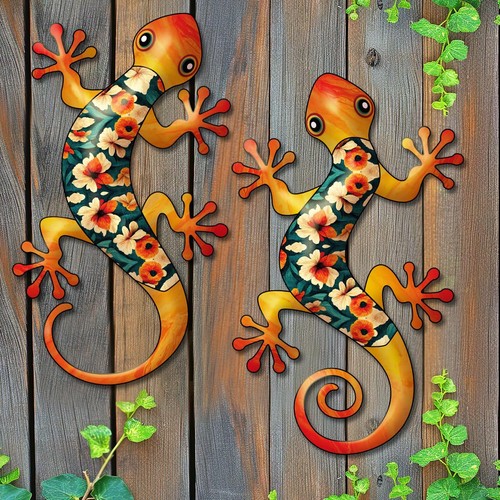 Metal gecko outdoor decor - metal, -2