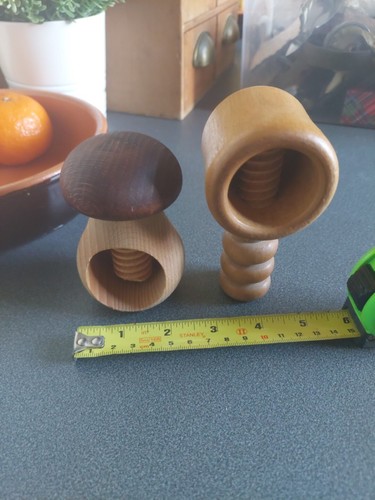 Treen pair vintage nut - pair,