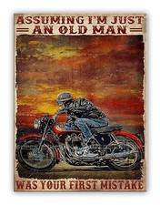 Funny motorcycle old man metal - old,