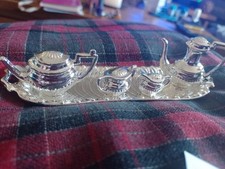Vintage Yeoman Miniature Silver Plated Dolls House Tea Set In Presentation Box