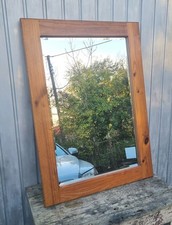Large Heavy Vintage Pine Framed Bevelled Mirror
