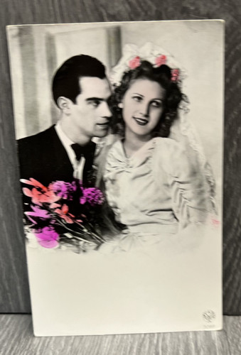 Vintage 1940s wedding postcard - vintage,