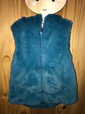 NEXT Girl’s Fake Fur Green Teal Gilet Body warmer Teddy Bear Ears Age 4-5 Years