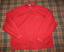 Lacoste IZOD Vintage 80s Check Lined Cotton Harrington Jacket Size XL Red