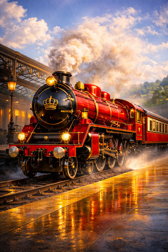 Vintage steam train wall print - wall,