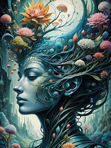 Tree woman paint numbers - by,