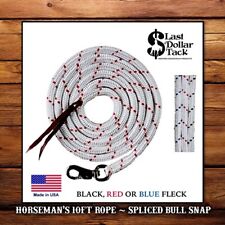 HORSEMAN'S 10FT STRONG ROBUST ROPE + BULL SNAP~WHITE WITH FLECKS~PARELLI/WESTERN