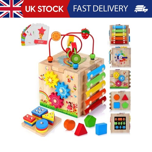 Wooden activity cube - activity, baby