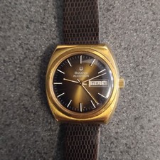 Bulova Accutron Vintage 1970s Tuning Fork Day Date N4 Men’s Watch 218 Cal 