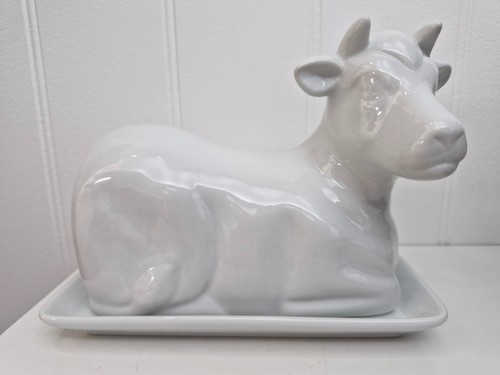 Ceramic pottery white cow - ceramic,