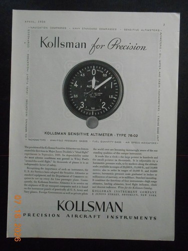 1934 kollsman instrument - instrument, co