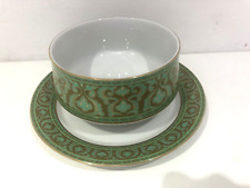 FINE BONE CHINA JAPAN MIKASA SOUP TERRINE DISH BOWL GEOMETRIC BLUE GREEN AR35