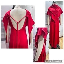 Rare Vintage JEAN VARON Red Jersey Tassel Full Length Sexy & Elegant Dress