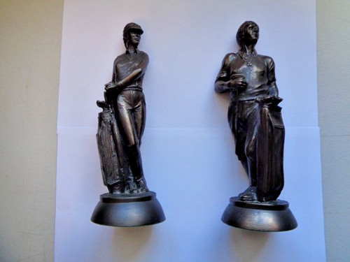 Pair bronzed resin golfers - pair,