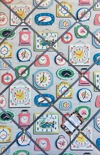 Cath Kidston Clocks Grey Handcrafted Fabric Notice Pin Memo Memory Photo Board