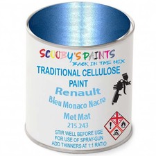 Cellulose Tin Paint For Renault Bleu Monaco Nacre Met Mat 215.243 Spray Chip Fix