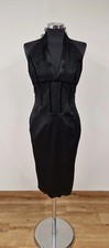 Karen Millen halter neck bodycon 8/10/12 black lace ribbon dress wiggle 
