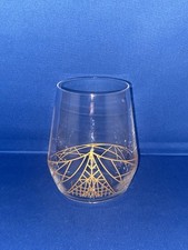 BRANDED COURVOISIER COGNAC BRANDY GLASS TUMBLER GOLD LOUVRE PYRAMID DESIGN