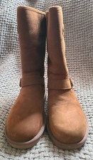 NWB WOMEN UGG KENSINGTON BROWN UPPER LEATHER TALL BOOTS SIZE 7 (box is from s 6)